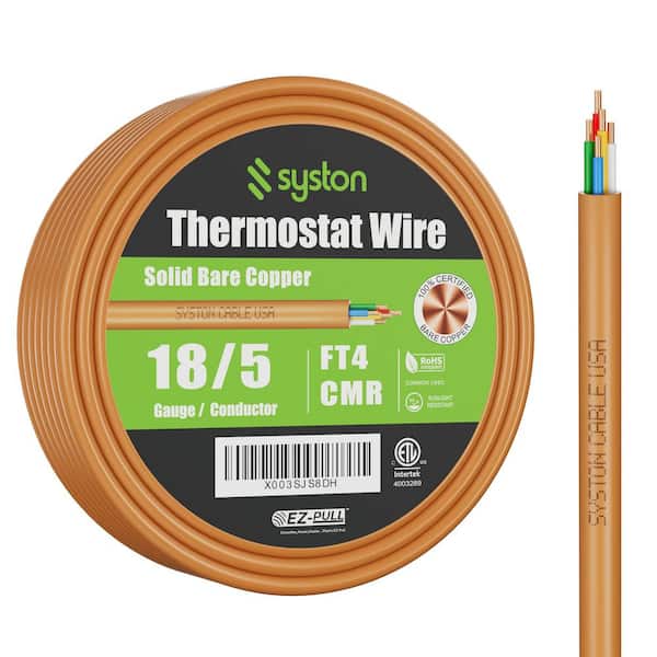 50 ft. 18/5 Brown Solid Bare Copper CMR/CL3R Thermostat Wire