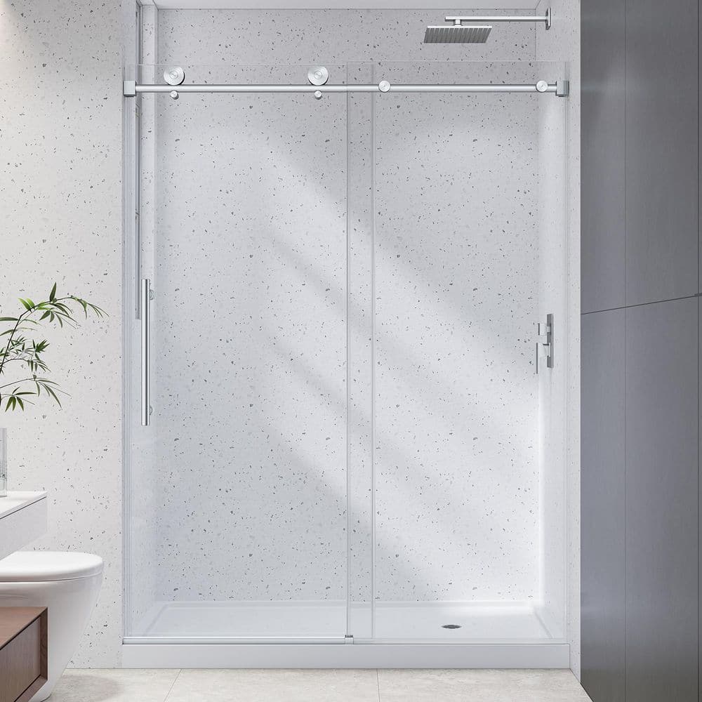 55 to 60 in. W x 78 in. H Sliding Frameless Shower Door in Brushed Nickel Finish with 1/4 in. Clear Tempered Glass price history on PriceWatchPro