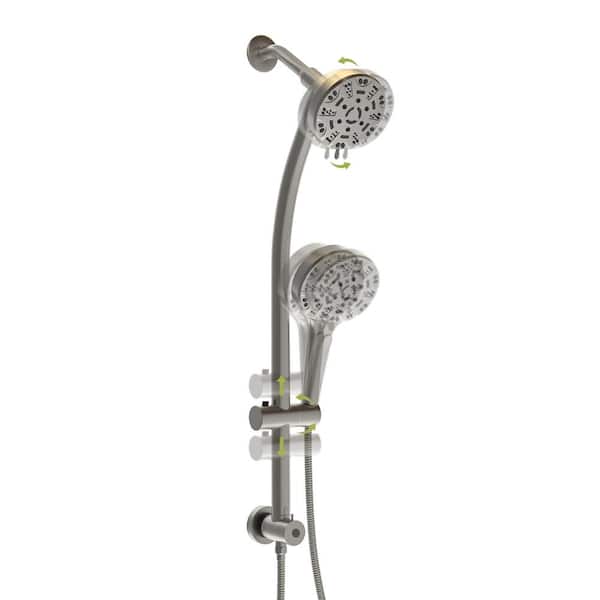 UPIKER Dual Shower Head 8-Spray Wall Mount Shower Faucet with 4.7 in. Handheld Combo 1.8 GPM Shower Head in Brushed Nickel