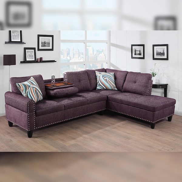 Right Facing Sectional Sofa Set In Red