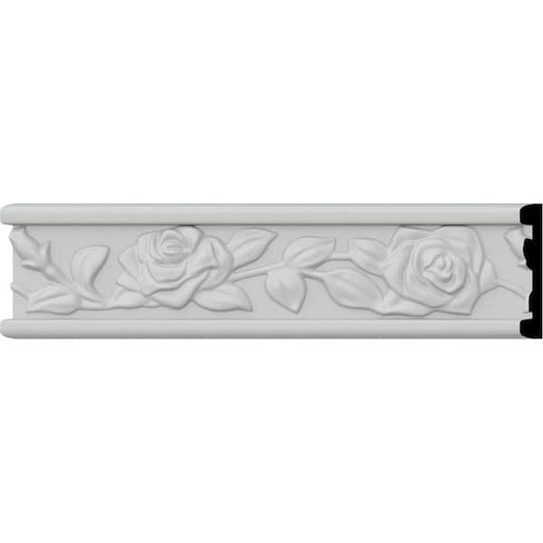 Ekena Millwork 1/2 in. x 2-1/2 in. x 94-1/2 in. Polyurethane Running Rose Chair Rail Moulding