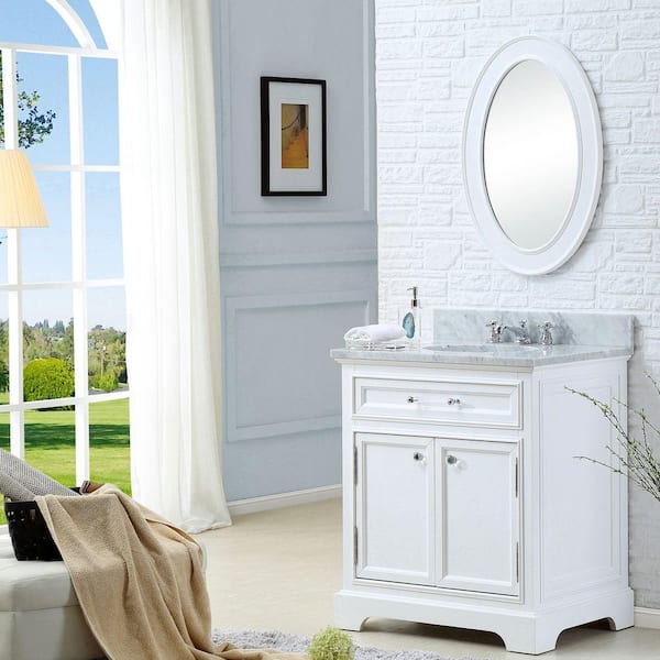 Marble Vanity Top In Carrara White, White Single Sink Bathroom Vanity With Top