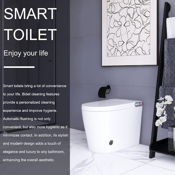 Boosicavelly Smart Bidet Toilet 1.19 GPF in White with Night Light and Remote Control