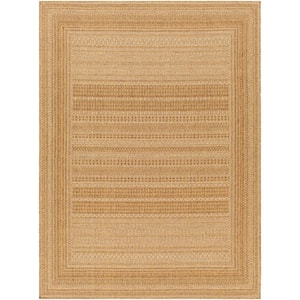 Pismo Beach Natural Wheat Stripe 8 ft. x 8 ft. Square Indoor/Outdoor Area Rug