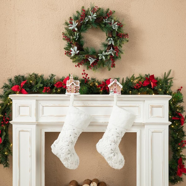 Resin Gingerbread House Stocking Holders (Set of 2)