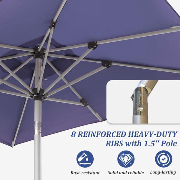 6 patio table umbrella metal pole 4 ribs MAYPEX 6.5 Ft Square Outdoor Aqua with Tilt and Crank Weather Resistant Durable Sturdy Steel Market Outdoor Umbrella Free Powder Coated Aluminum Pole and 8 Aluminum Ribs provides superior strength support that resists wind better Amazon.com : Westcharm Patio Umbrella