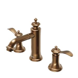 Vineyard Widespread 2-Handle Three Hole Bathroom Faucet with Matching Pop-Up Drain in Brushed Copper