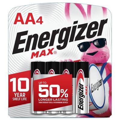 MAX Alkaline AA Batteries, 4 Pack