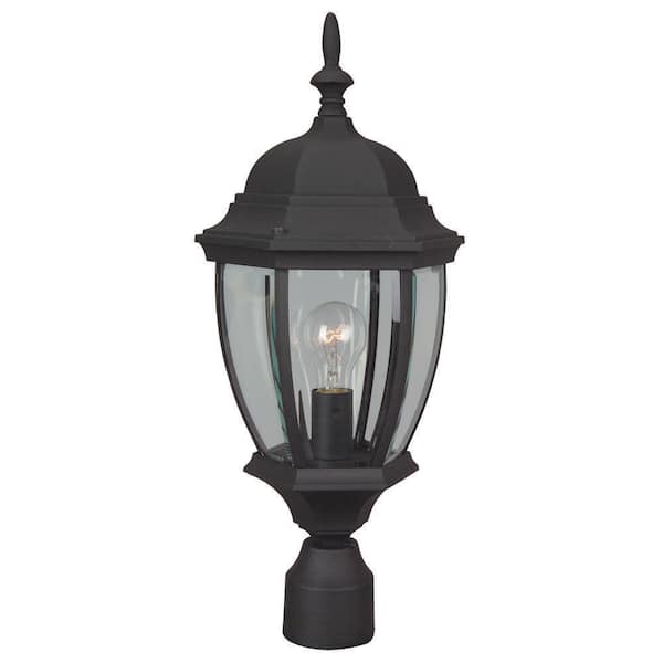 Bent Glass Cast 1 Light Black Aluminum Hardwired Outdoor Weather Resistant Post Light with No Bulbs Included