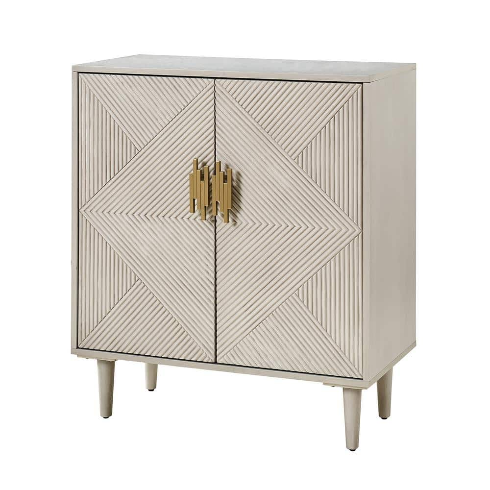 JAYDEN CREATION Battista White 36 in. Tall 2-Door Cabinet with Wooden ...