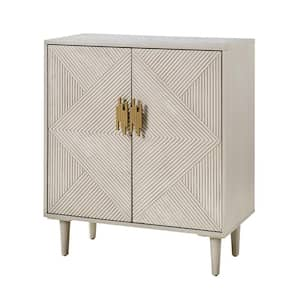 Battista White 36 in. Tall 2-Door Cabinet with Wooden Legs