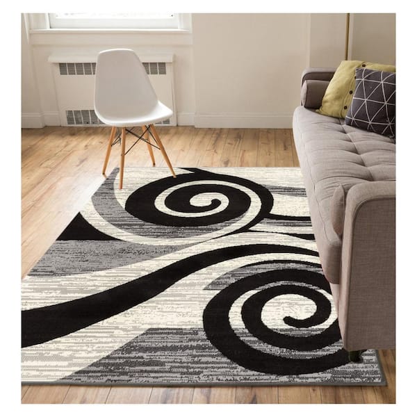 Well Woven Miami Maple Waves Grey 8 ft. x 10 ft. Area Rug