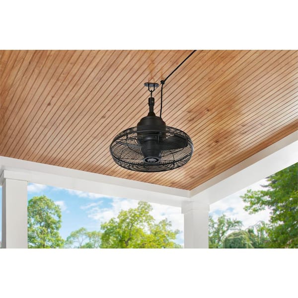 Conyer 20 in. Indoor/Wet Outdoor 3-Speed Anywhere Fan Matte Black with Convenient Hanging Hook