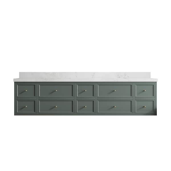 Willow Collections Roswell 84 in. W x 22 in. D x 36 in. H Double Sink Bath Vanity in Pewter Green with 2 in. Empira White qt. Top