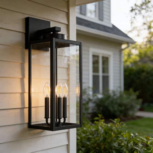 24 in. Extra Large Size Waterproof Motion Outdoor Wall Mount Light Fixtures, Black