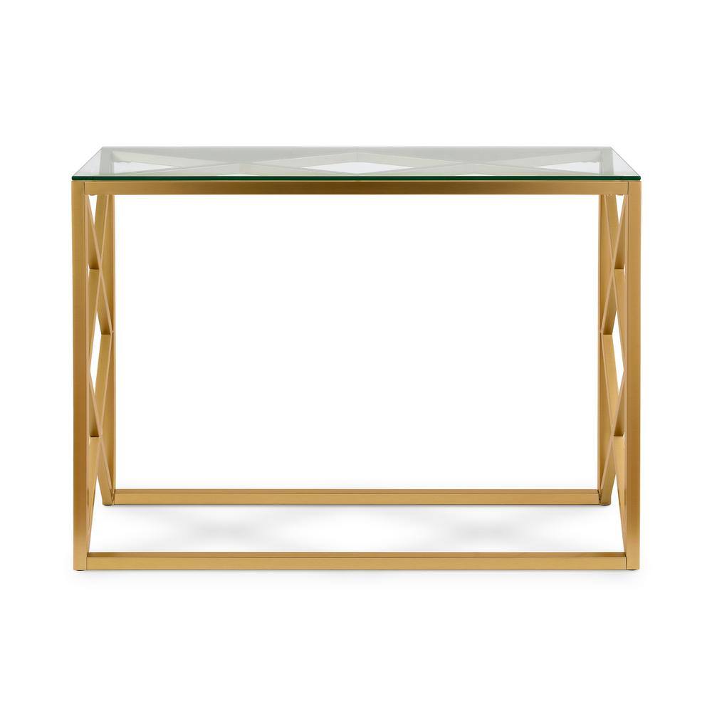 Gold and Glass Geometric X Hallway Table