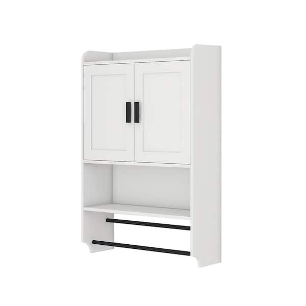 Cesicia 21.7 in. W x 7.5 in. D x 32.5 in. H Bathroom Storage Wall Cabinet in White with Doors and Adjustable Shelf