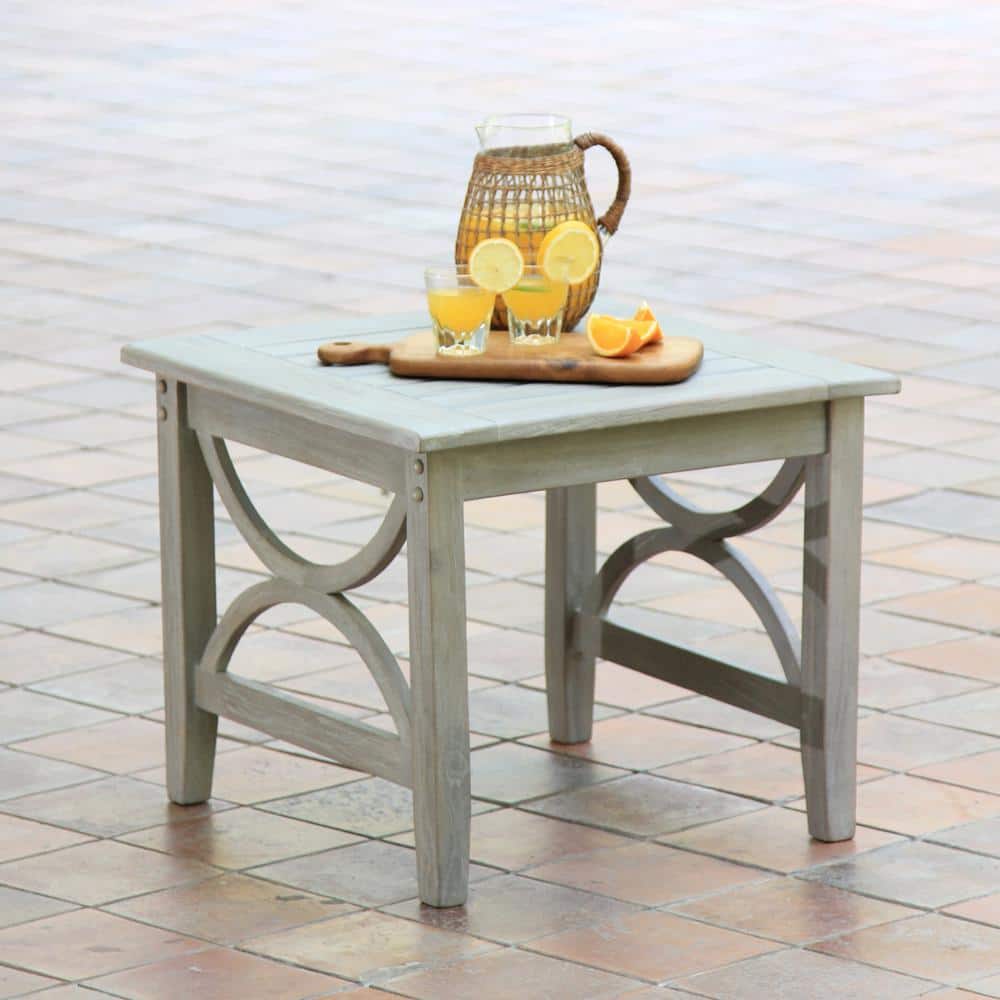 Cambridge Casual Kinsley Weathered Teak Wood Outdoor Side Table