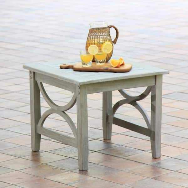 Cambridge Casual Abbington Weathered Teak Wood Outdoor Side Table