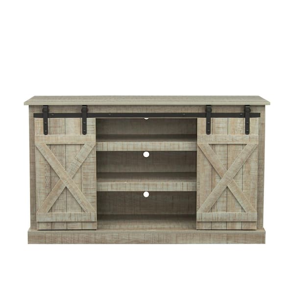 ATHMILE 53.9 in. Gray Standard Rectangle Wood Console Table