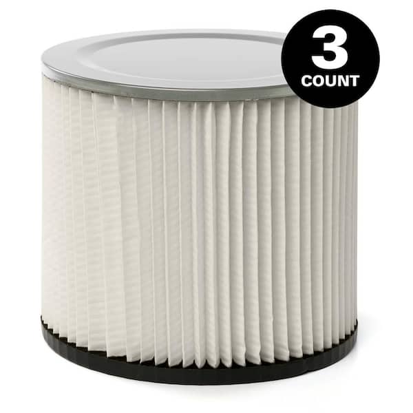 General Dirt and Debris Wet Dry Vac Replacement Cartridge Filter for Most Shop-Vac Branded Shop Vacuums (3-Pack) VF2007A