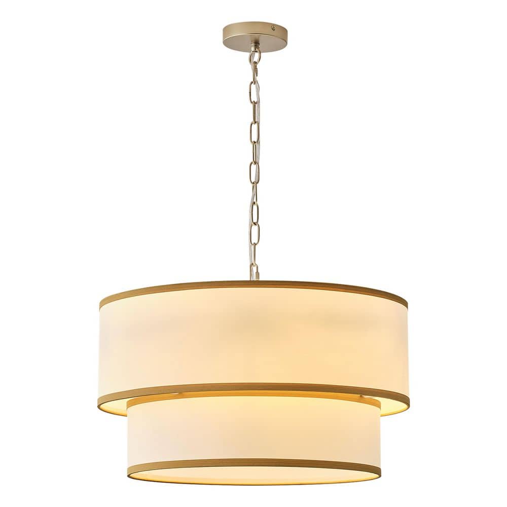 5-Light Modern Gold Double Drum Fabric Chandelier with Warm Glow for Dining Area Kitchen Island Living Space price history on PriceWatchPro