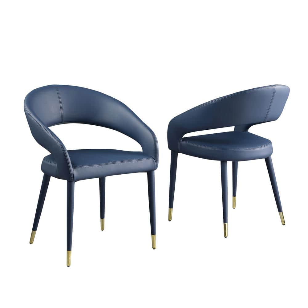 Best Master Furniture Jacques 32 in. H Faux Leather Navy Dining Chairs (Set of 2) JL021N The