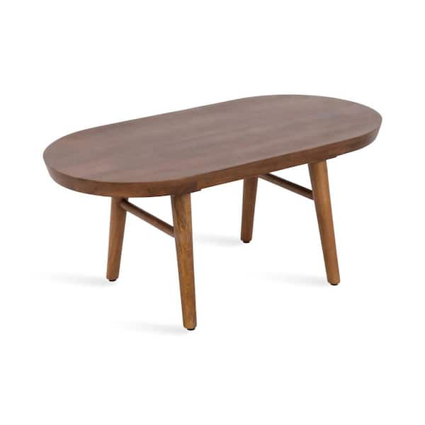 Kate and Laurel Conan 38 in. Walnut Brown Oval Solid Wood Coffee