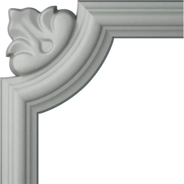 4-1/8 in. x 1/2 in. x 4-1/8 in. Urethane Bradford Leaf Panel Moulding Corner (Matches Moulding PML01X01BR)