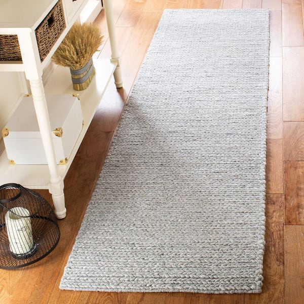 Natura 2 ft. x 22 ft. Steel Solid Color Distressed Runner Rug