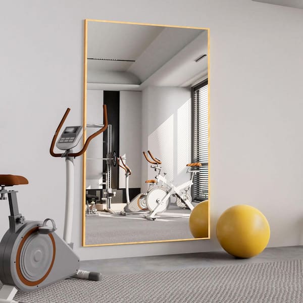 32 in. W x 71.1 in. H Oversized Gold Metal Frame Modern Classic Full Length Floor Standing Mirror
