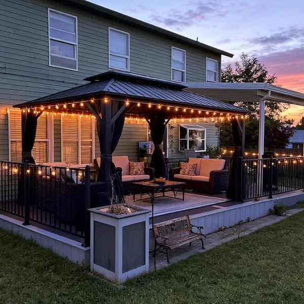PURPLE LEAF 10 ft. x 14 ft. Gray Aluminum Hardtop Gazebo Canopy
