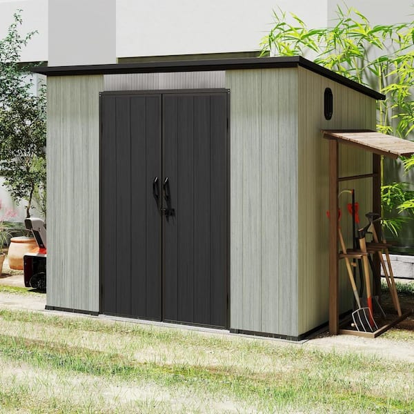 8 ft. W x 6 ft. D Outdoor Resin Shed with Transparent Windows and Louvered Vents in Gray