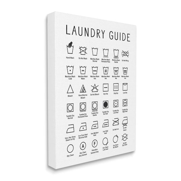 Stupell Industries "Laundry Guide Cleaning Helpful Symbol" by Lettered and Lined Unframed Print Abstract Wall Art 30 in. x 40 in.