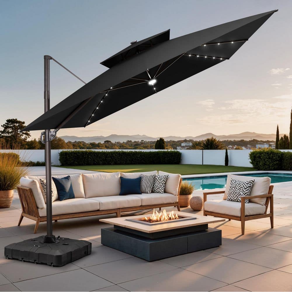 cantilever patio umbrellas all Kingdom 11FT Umbrella with Base Large Curvy Outdoor Aluminum Offset Umbrella w/ 360 Rotation, UV Resistant Canopy for Patio, Garden, Backyard, Beige : Patio, Lawn & Garden This 11 ft PURPLE LEAF 9 ft White