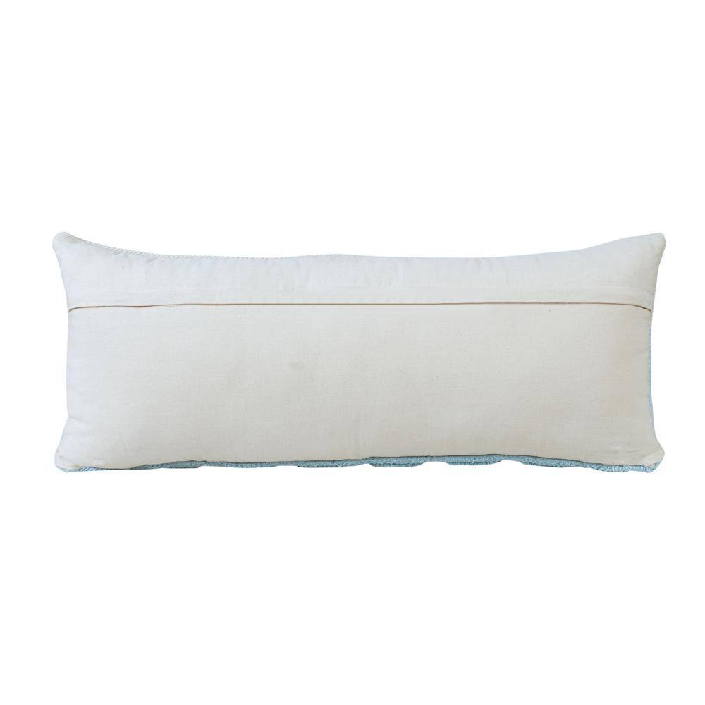 Bright Blue and Off-White Geometric Cotton Lumbar Pillow