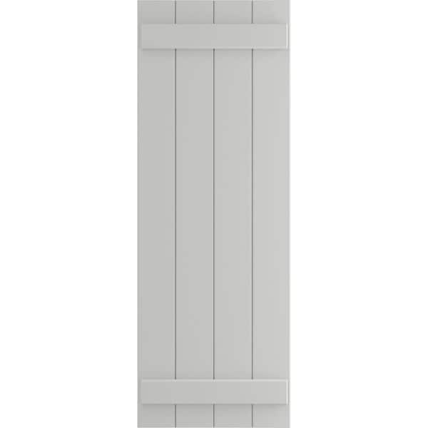 Ekena Millwork 21-1/2 in. x 32 in. True Fit PVC Four Board Joined Board and Batten Shutters Pair in Hailstorm Gray