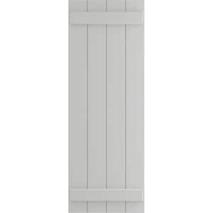 21-1/2 in. x 59 in. True Fit PVC 4- Board Joined Board and Batten Shutters Pair in Hailstorm Gray