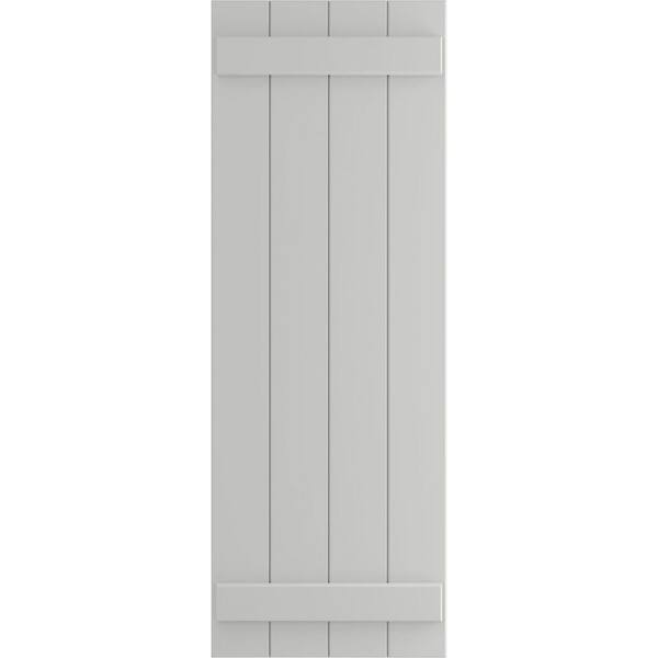 Ekena Millwork 21-1/2 in. x 68 in. True Fit PVC 4-Board Joined Board and Batten Shutters Pair in Hailstorm Gray