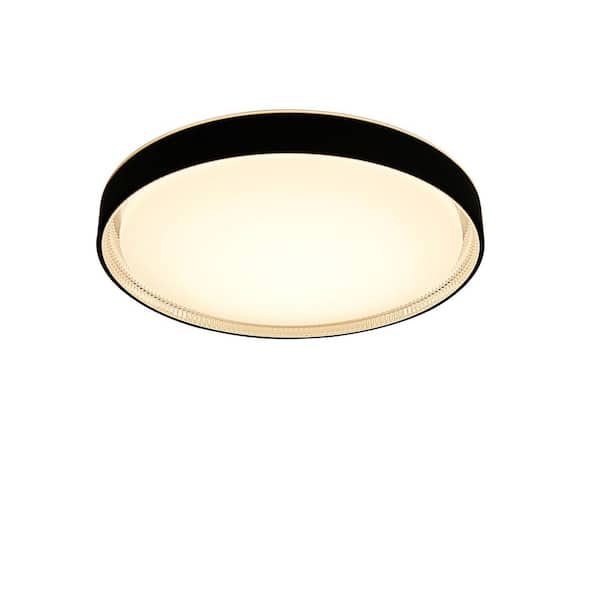 Lecoht 15.6 in. Dimmable Integrated LED Selectable CCT Black Ceiling Light Indoor Flush Mount