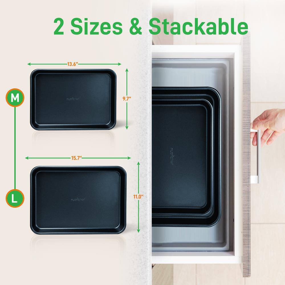 Blue Carbon Steel Non-Stick Cookie Sheet Set