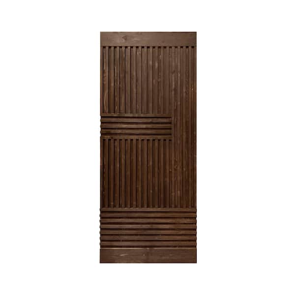 CALHOME Japanese 38 in. x 84 in. Pre Assemble Espresso Stained Wood Interior Sliding Barn Door Slab