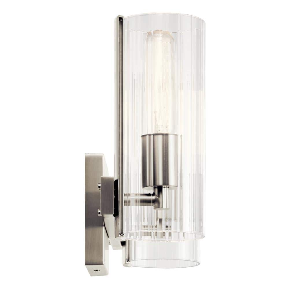 Brushed Nickel 2-Light Vanity with Clear Fluted Glass
