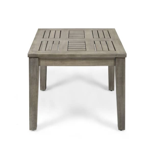 Avex Gray Square Acacia Wood 15.75 in. H Outdoor Side Table