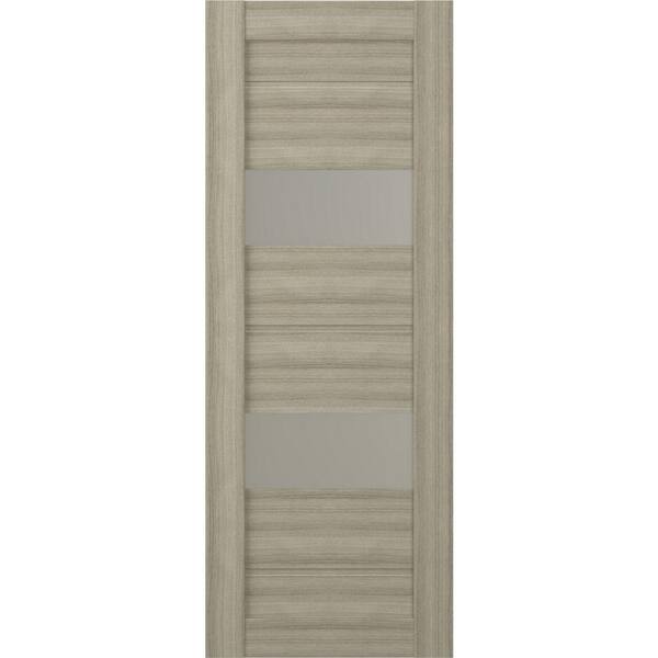 Belldinni Vita 30 in. x 96 in. No Bore Solid Composite Core 2-Lite Glass Shambor Finished Wood Composite Interior Door Slab
