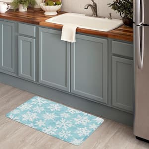 Holiday Flakes Teal Multi 18 in. x 30 in. Kitchen Mat