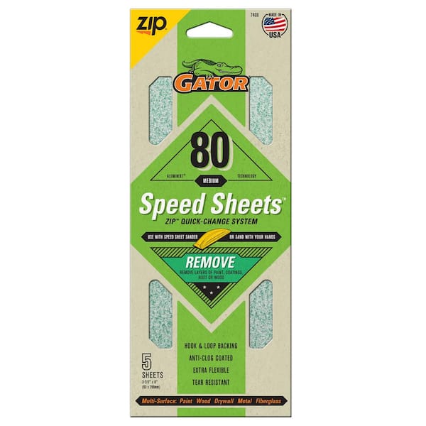 AlumiNext Speed Sheets 3-2/3 in. x 9 in. 80 Grit Medium Hook and Loop Sand Paper (5-Pack)