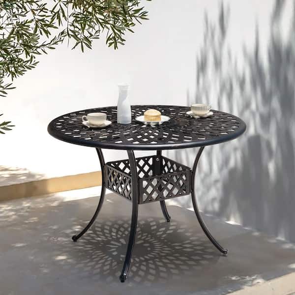 42 in. Antique Bronze Aluminum Outdoor Dining Table Patio Bistro Table