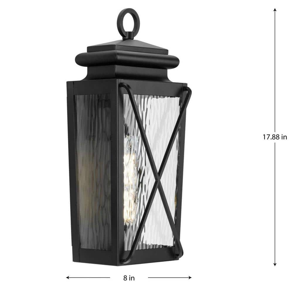 Wakeford Black Steel Outdoor Wall Lantern with Water Glass Shade