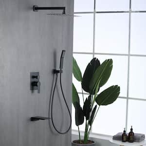 Boger Single-Handle 3-Spray with 1.8 GPM 12 in. Wall Mount Shower Faucet in Matte Black (Valve Included)